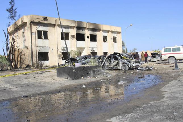 A general view shows the damage at the scene of an explosion at the Police Training Centre in the town of Zliten, Libya, January 7, 2016. REUTERS/Stringer